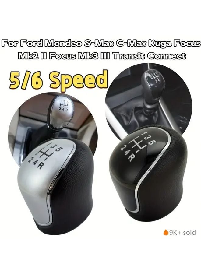 Black 6 Speed Upgraded Ergonomic Shift Knob for Ford Mondeo S MAX C MAX Kuga Transit Connect - Image 1